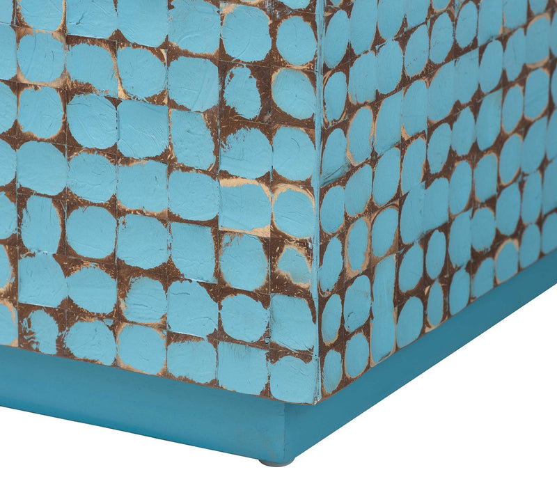 bali & pari Nitza Blue Coconut Shell Acacia Wood Coffee Table — View 5