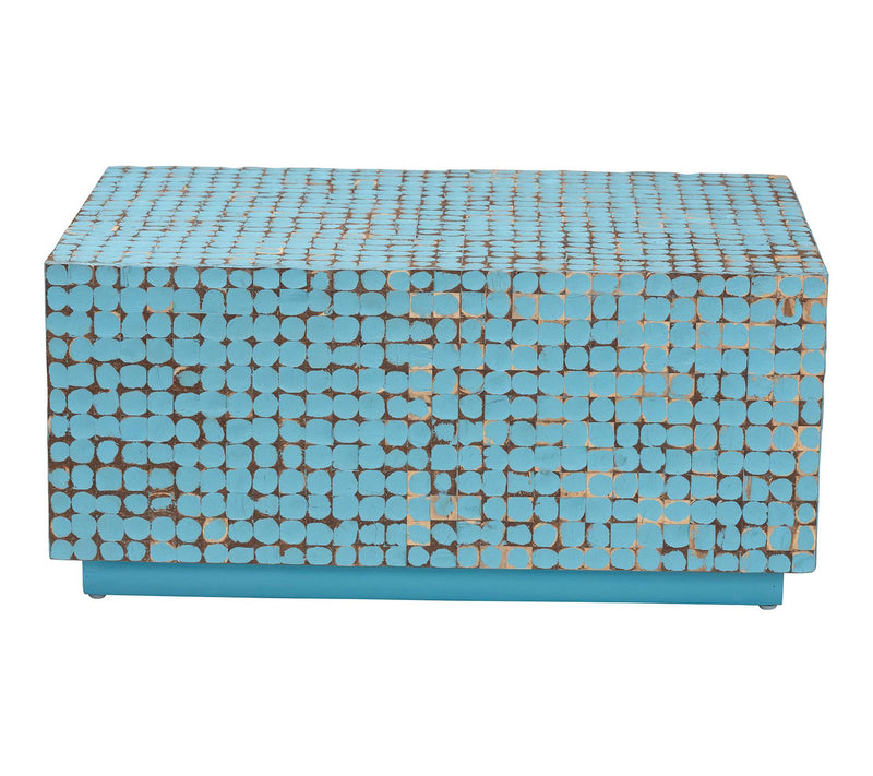 bali & pari Nitza Blue Coconut Shell Acacia Wood Coffee Table — View 2