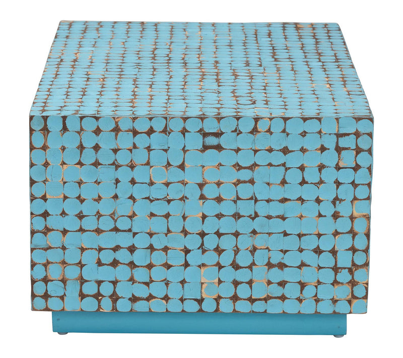 bali & pari Nitza Blue Coconut Shell Acacia Wood Coffee Table — View 3