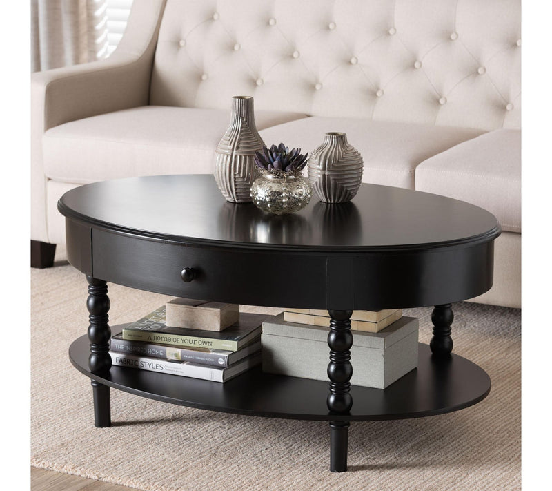 Baxton Studio Malinda Black Wood 1-Drawer Coffee Table — View 7