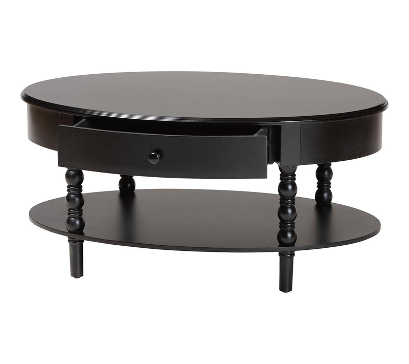 Baxton Studio Malinda Black Wood 1-Drawer Coffee Table — View 2