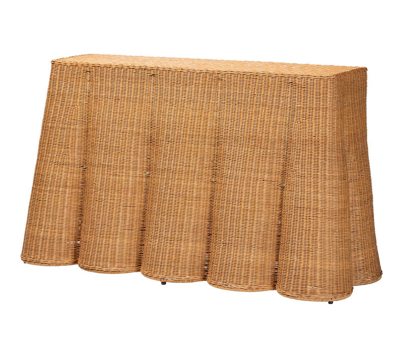 bali & pari Palm Honey Scallop Rattan Console Table — View 10