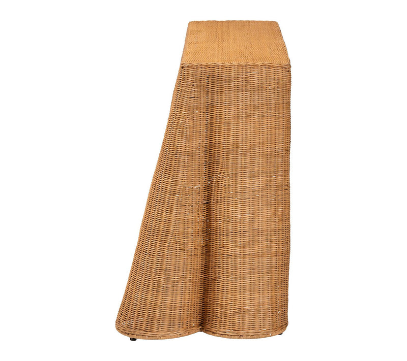 bali & pari Palm Honey Scallop Rattan Console Table — View 3