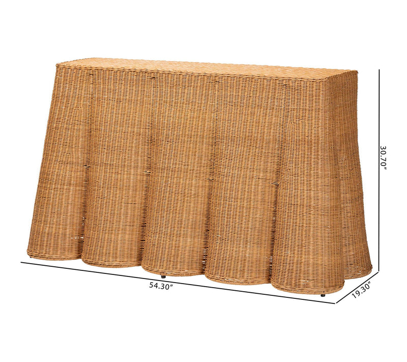 bali & pari Palm Honey Scallop Rattan Console Table — View 8