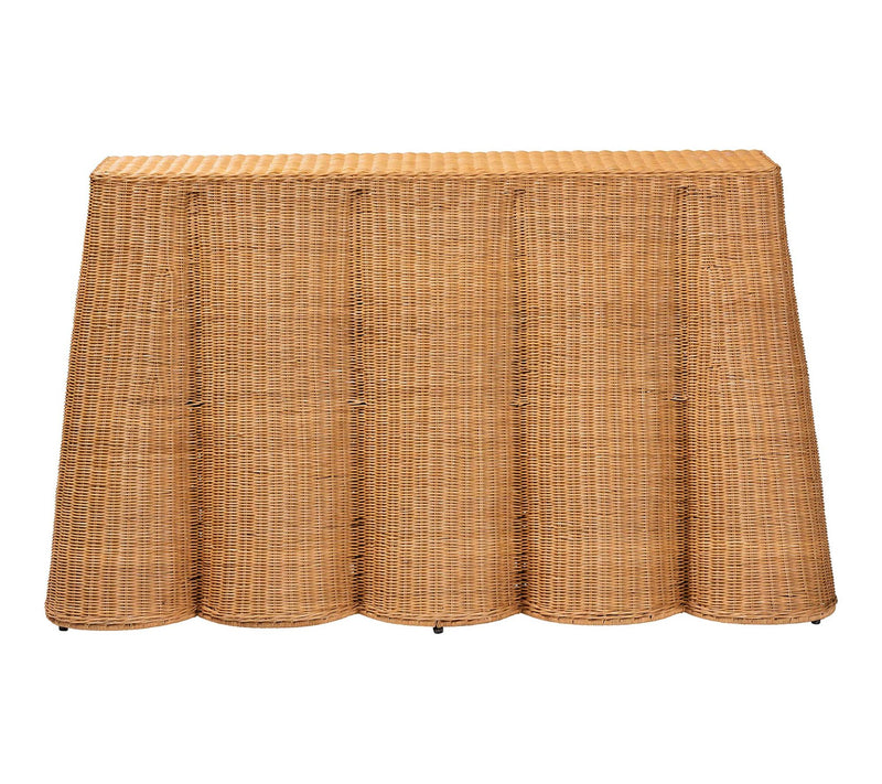 bali & pari Palm Honey Scallop Rattan Console Table — View 2