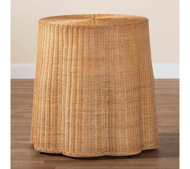 bali & pari Palm Honey Scallop Rattan Round Console Table — View 6