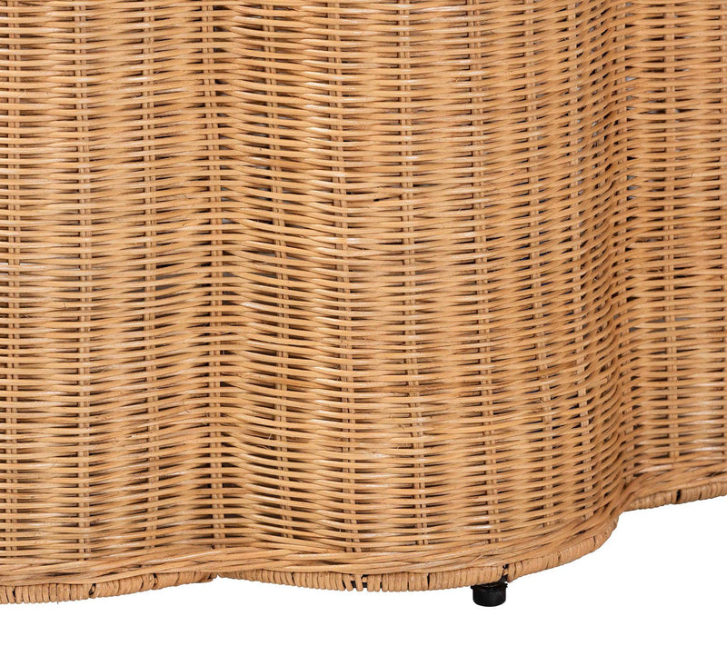 bali & pari Palm Honey Scallop Rattan Round Console Table — View 3
