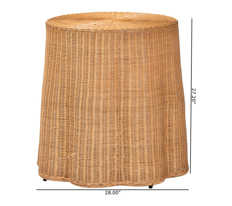bali & pari Palm Honey Scallop Rattan Round Console Table — View 7