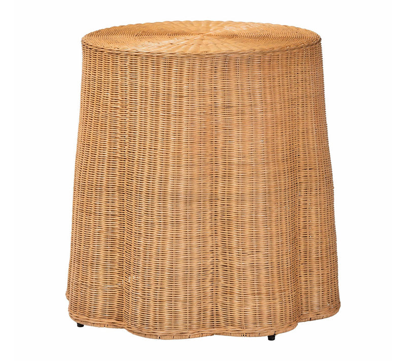 bali & pari Palm Honey Scallop Rattan Round Console Table — Main view