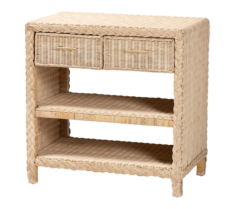 bali & pari Lan ica Sun Bleache d Rattan 2-Draw er Console Tabl — View 10