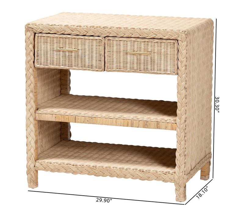 bali & pari Lan ica Sun Bleache d Rattan 2-Draw er Console Tabl — View 8