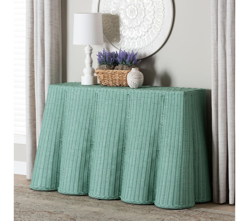 bali & pari Palm Scallop Rattan Console Table — View 7