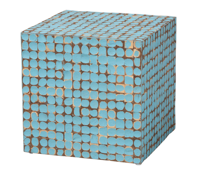 bali & pari Jan ella Sky Blue C oconut Shell an d Wood End Tabl — Main view