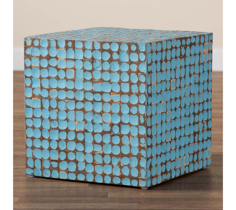 bali & pari Jan ella Sky Blue C oconut Shell an d Wood End Tabl — View 7