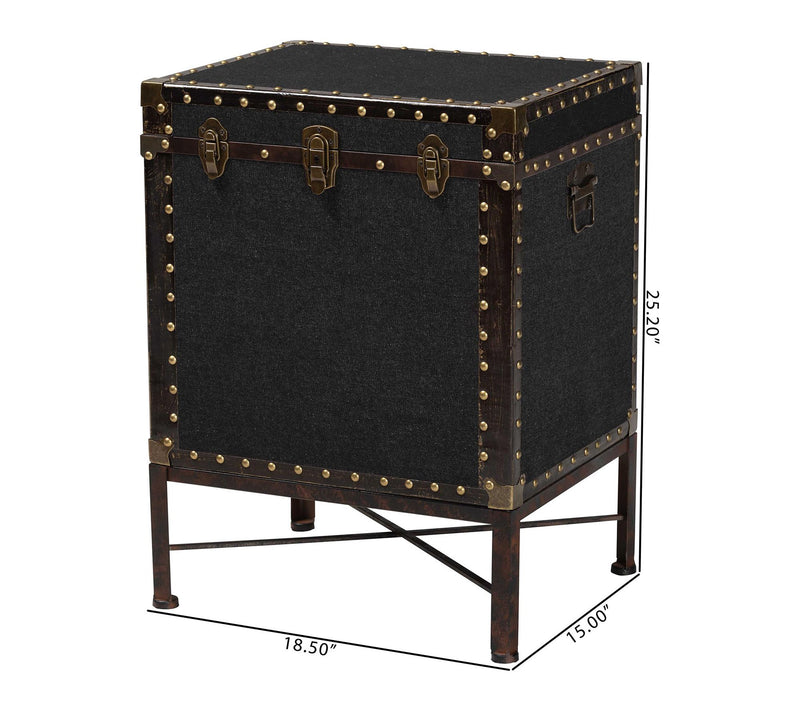 Baxton Studio L aura Black Canv as Lift-Top Tru nk End Table — View 8