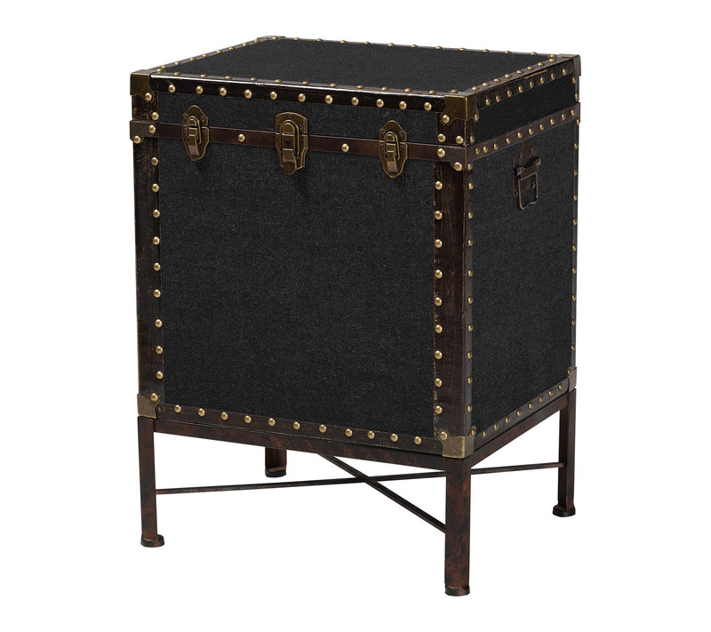 Baxton Studio L aura Black Canv as Lift-Top Tru nk End Table — Main view