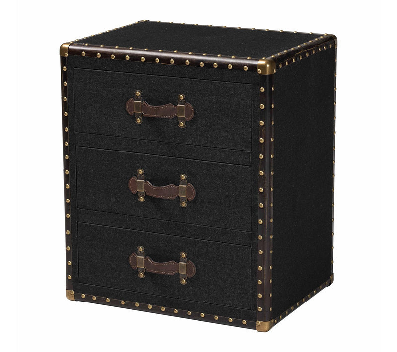 Baxton Studio Mallison Canvas 3-Drawer End Table — View 11