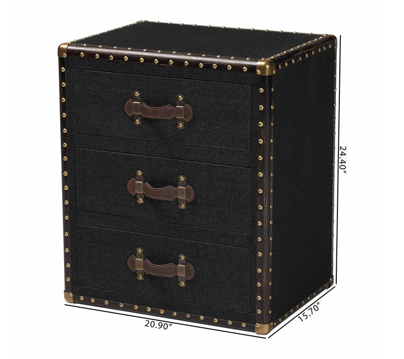 Baxton Studio Mallison Canvas 3-Drawer End Table — View 8