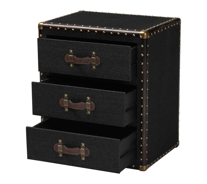 Baxton Studio Mallison Canvas 3-Drawer End Table — View 2