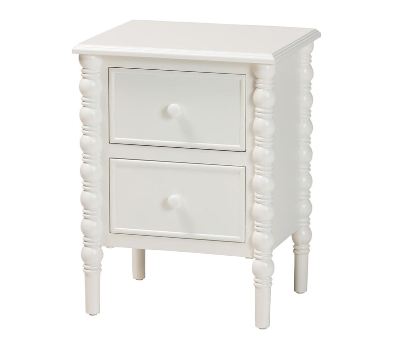 Baxton Studio Malinda Wood 2-Drawer Spindle Legs End Table — View 12