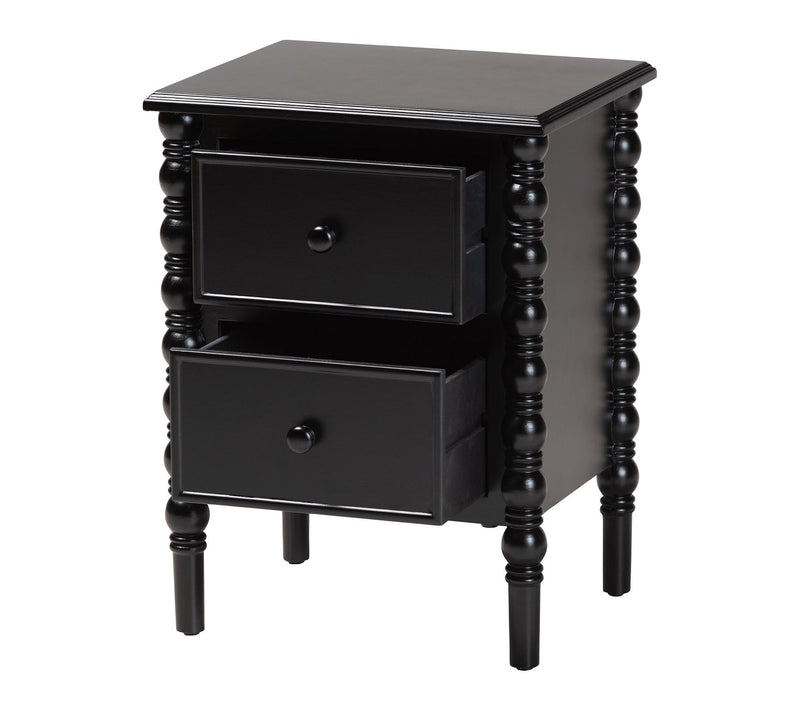 Baxton Studio Malinda Wood 2-Drawer Spindle Legs End Table — View 2