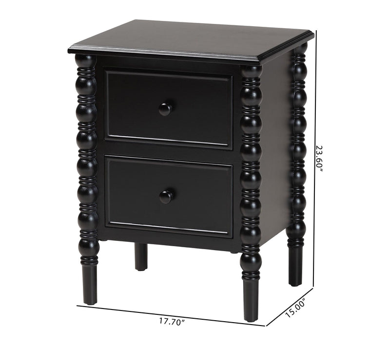 Baxton Studio Malinda Wood 2-Drawer Spindle Legs End Table — View 8