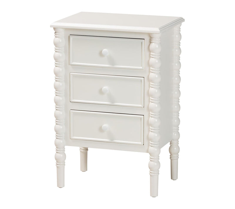 Baxton Studio Malinda Wood 3-Drawer Spindle Legs End Table — View 12