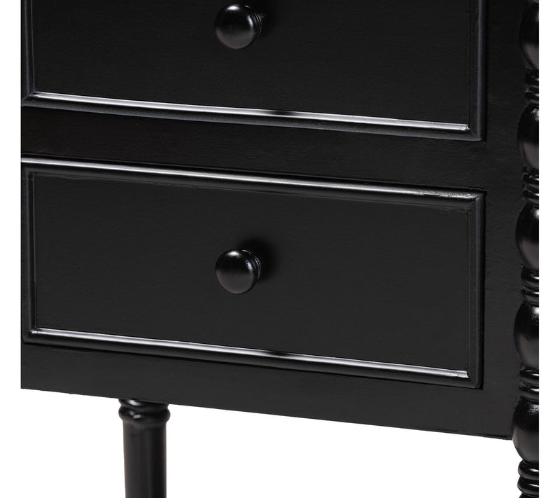 Baxton Studio Malinda Wood 3-Drawer Spindle Legs End Table — View 4