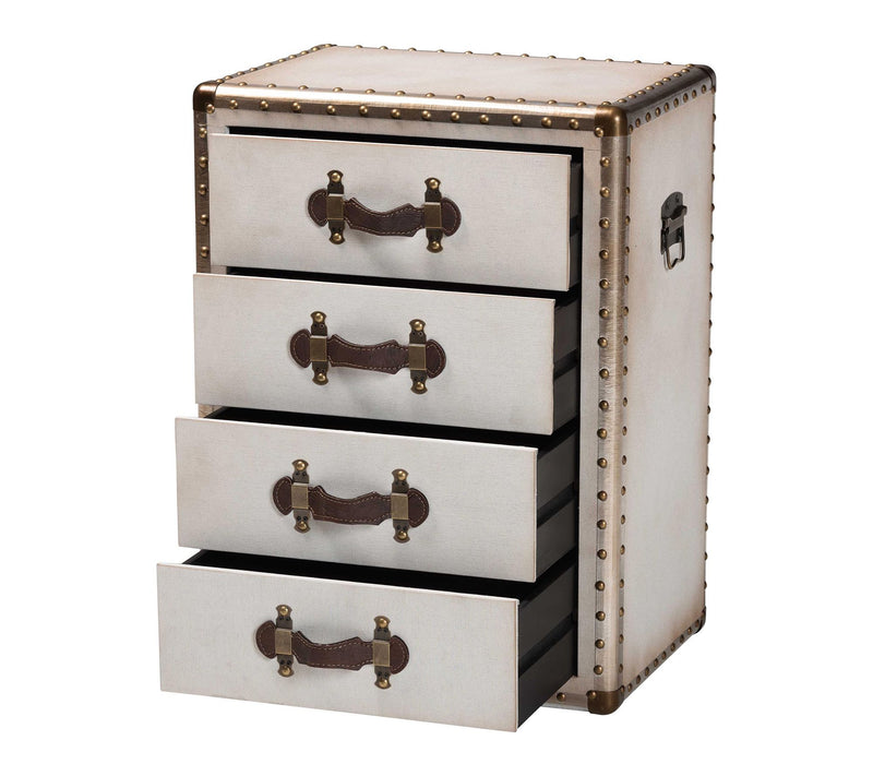 Baxton Studio Jaelyn Canvas 4-Drawer End Table — View 2