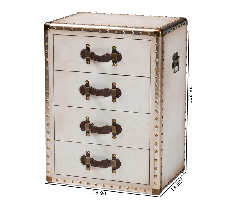 Baxton Studio Jaelyn Canvas 4-Drawer End Table — View 8