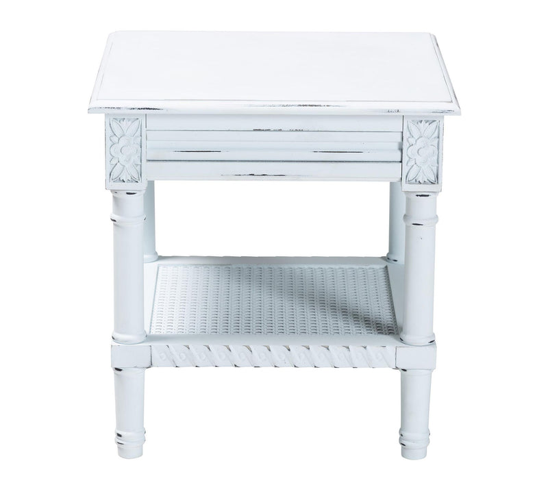 Baxton Studio J eanne Tradition al White Wood E nd Table — View 2