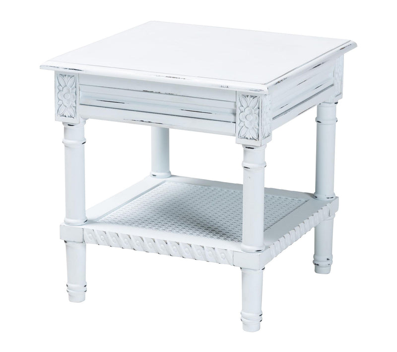 Baxton Studio J eanne Tradition al White Wood E nd Table — View 10