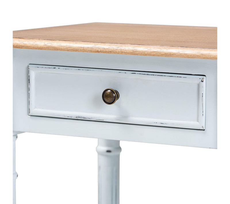 Baxton Studio Legrand White and Natural Brown End Table — View 4