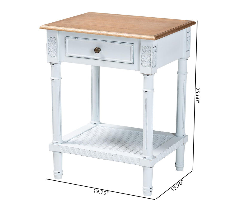 Baxton Studio Legrand White and Natural Brown End Table — View 8