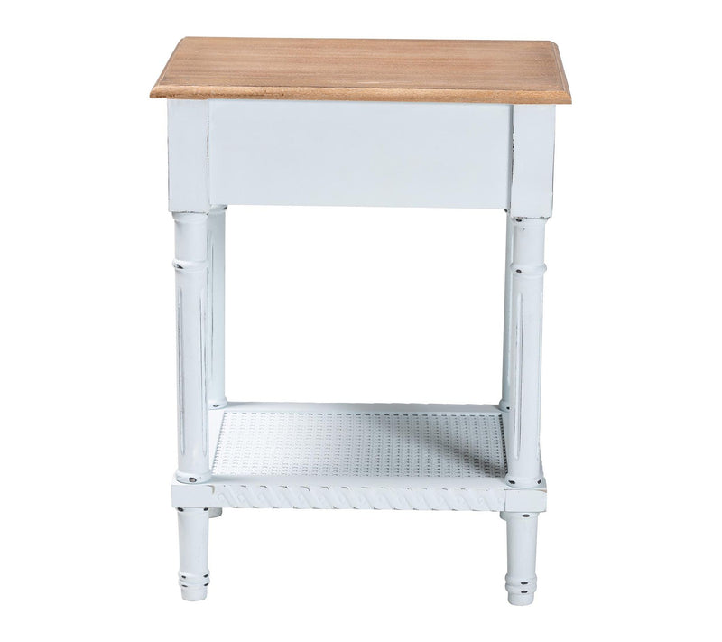Baxton Studio Legrand White and Natural Brown End Table — View 3