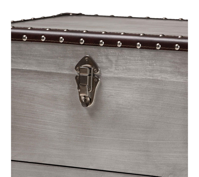 Baxton Studio Calidore Silver Metal 2-Drawer End Table — View 4