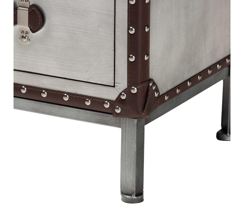 Baxton Studio Jacey Silver Metal 2-Drawer End Table — View 5