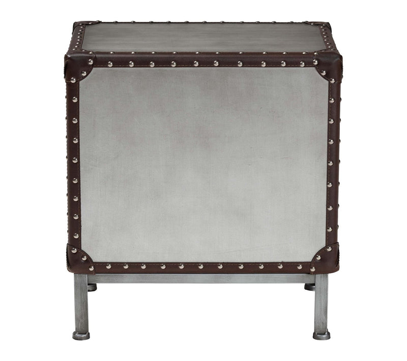 Baxton Studio Jacey Silver Metal 2-Drawer End Table — View 3