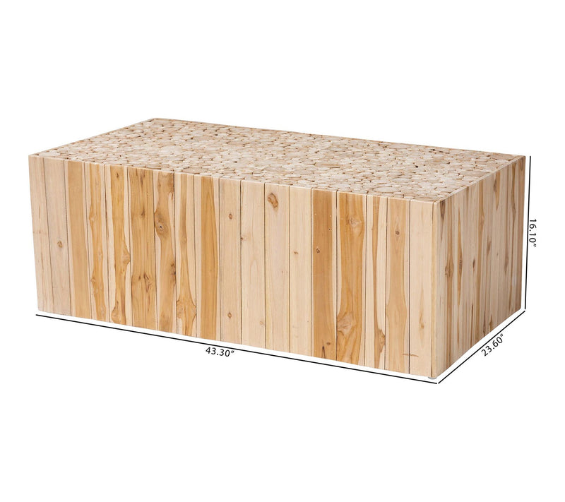 bali & pari Grayson Natural Teak Wood Coffee Table — View 8