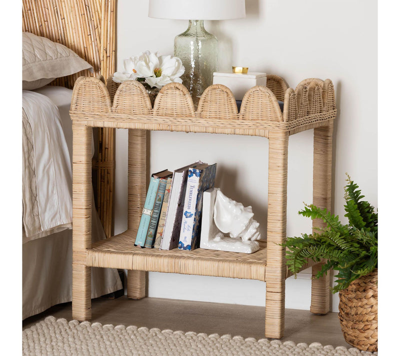bali & pari Sumana Scallop Natural Rattan Mahogany Side Table — View 7