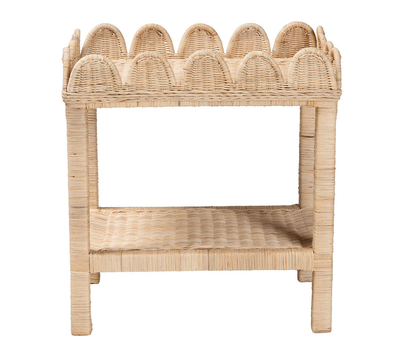 bali & pari Sumana Scallop Natural Rattan Mahogany Side Table — View 2