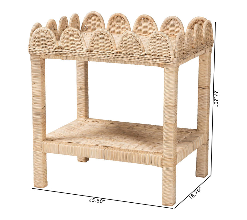 bali & pari Sumana Scallop Natural Rattan Mahogany Side Table — View 8