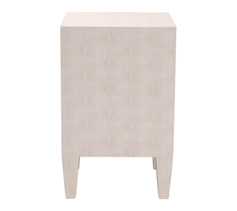 Baxton Studio Leyna Beige Faux Shagreen 3-Drawer End Table — View 3