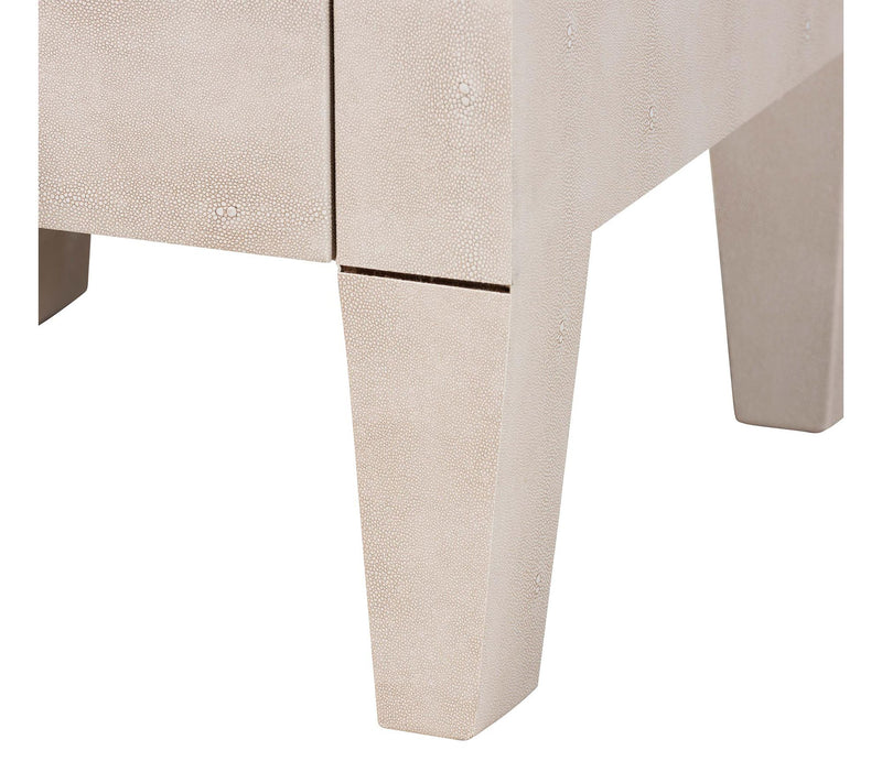 Baxton Studio Leyna Beige Faux Shagreen 3-Drawer End Table — View 5