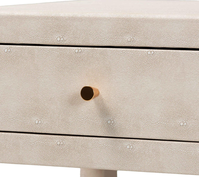 Baxton Studio Dansby Beige Faux Shagreen 1-Drawer End Table — View 5