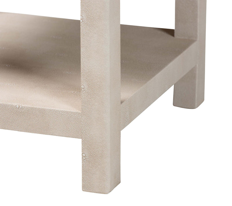 Baxton Studio Dansby Beige Faux Shagreen 1-Drawer End Table — View 6