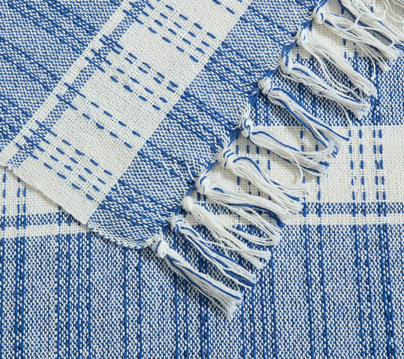 Palm Aire Charleston Blue/White Stripe 50" x 70" Cotton Throw — View 4
