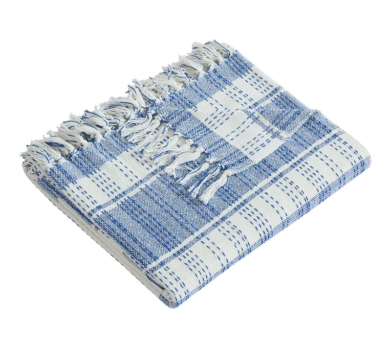 Palm Aire Charleston Blue/White Stripe 50" x 70" Cotton Throw — Main view