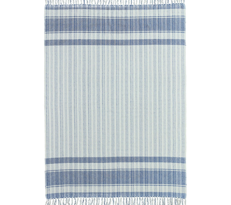 Palm Aire Charleston Blue/White Stripe 50" x 70" Cotton Throw — View 3