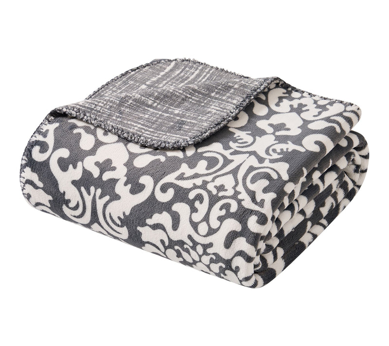 Tahari Home Amari Reversible Printed Plush Throw, 50" x 70" — View 8